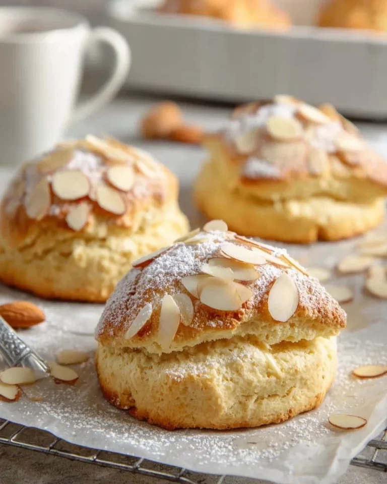 Scones di farina di mandorle appena sfornati, dorati e soffici