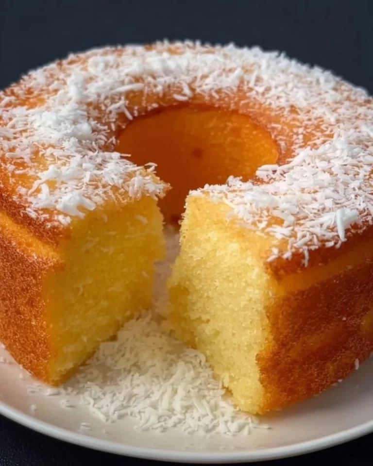 Torta al Limone con Marmellata e Cocco pronta da servire.