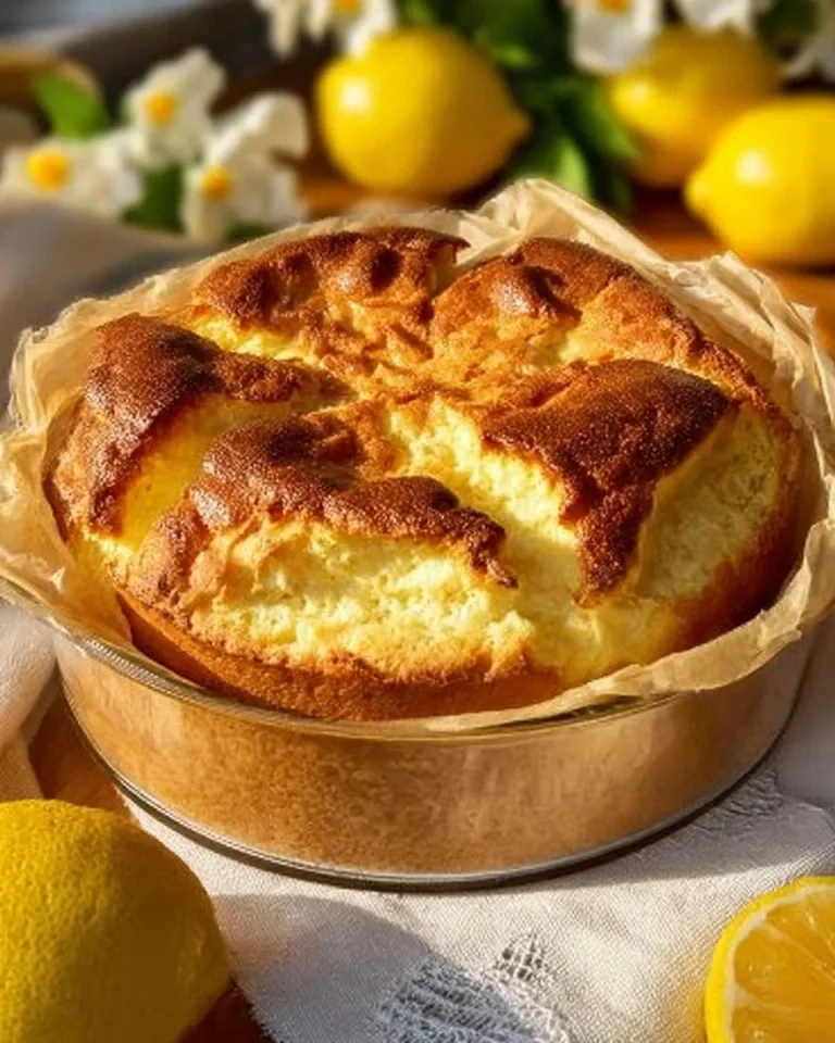 Torta al limone senza farina decorata con fettine di limone