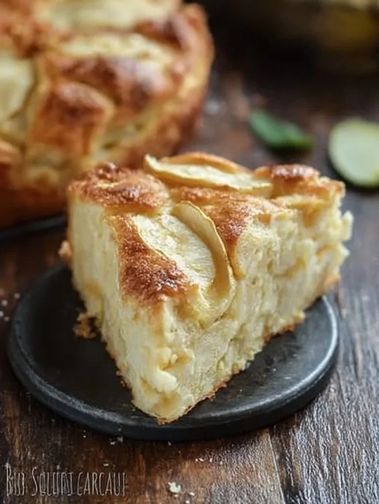 Torta di mele soffice con mele fresche e spolverata di zucchero a velo