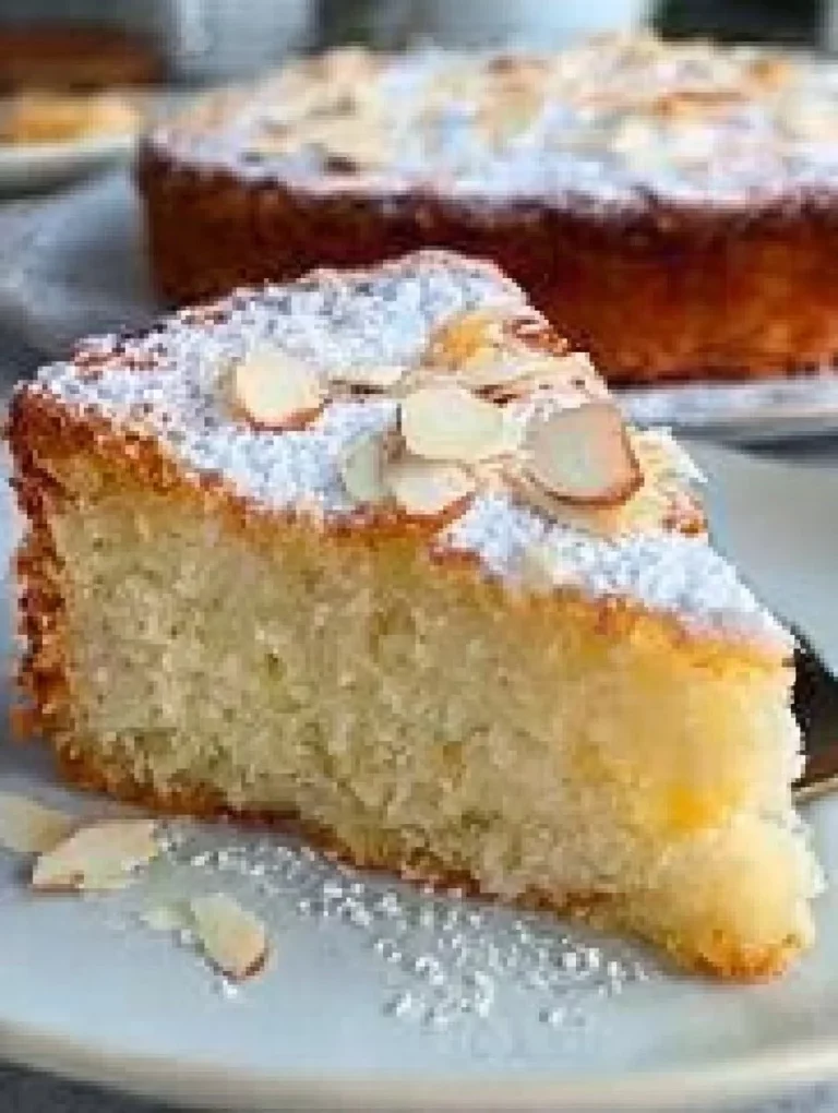 Torta di Yogurt Greco al Cocco senza farina su un piatto decorativo