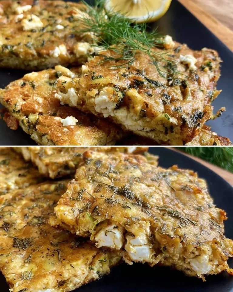 Torta di zucchine e feta senza crosta servita in un piatto