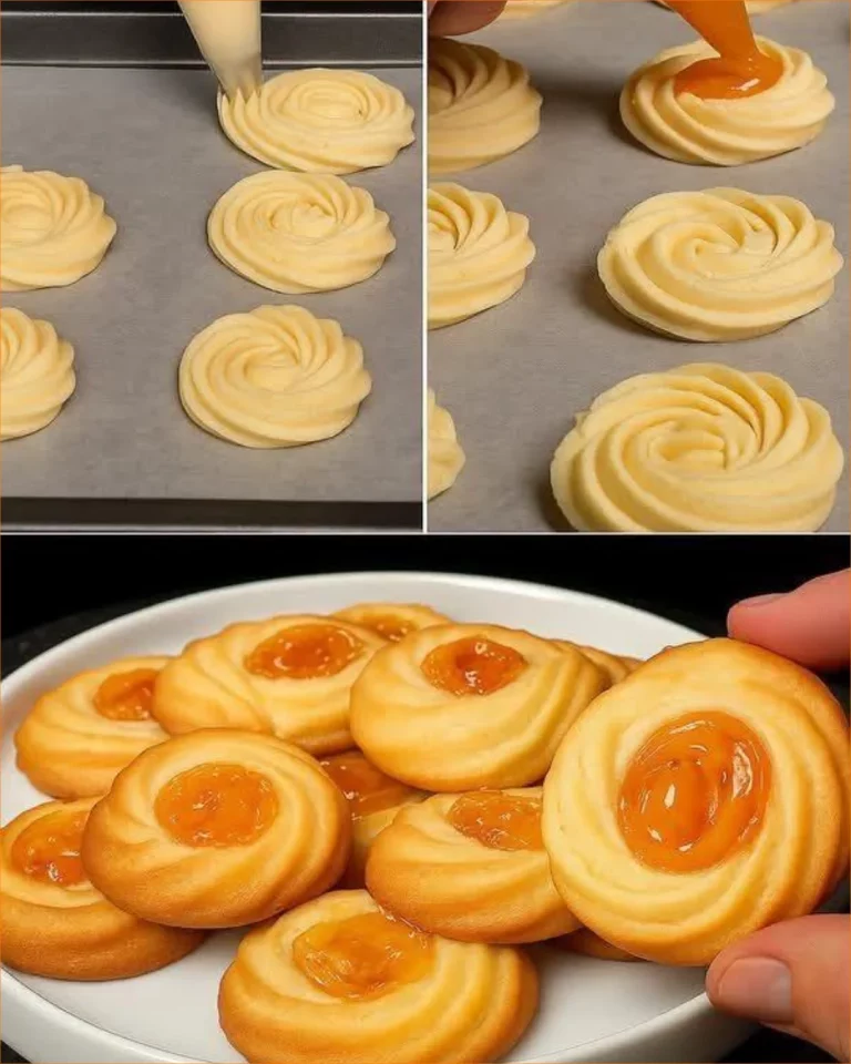 Biscotti al burro con marmellata su un piatto