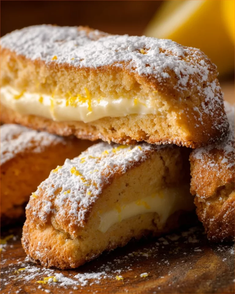 Biscotti ripieni di crema al limone su un piatto decorativo
