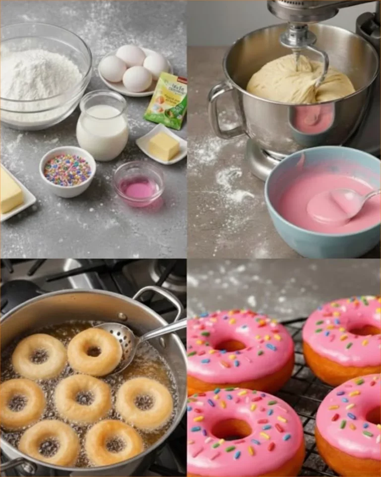 Doughnuts Glassati Rosa con Confetti, dolci colorati e decorativi
