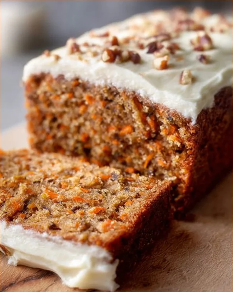 Torta di carote con glassa di formaggio cremoso pronta per essere servita