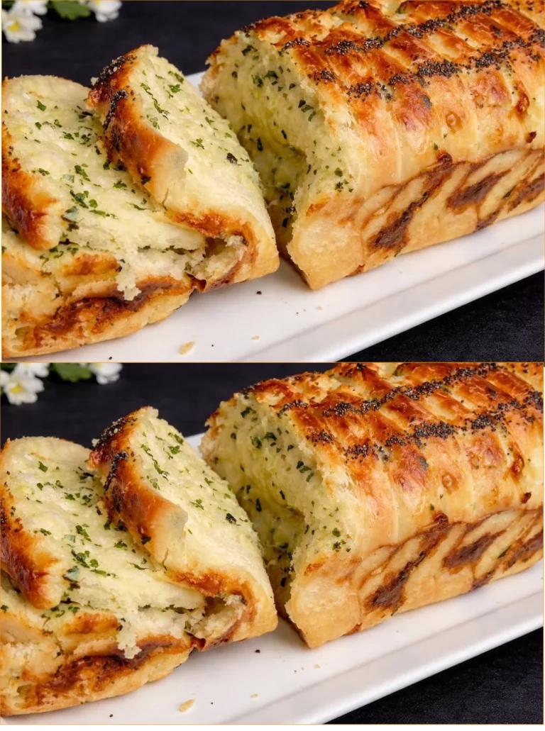 Girelle all'aglio e alle erbe servite su un piatto decorativo.