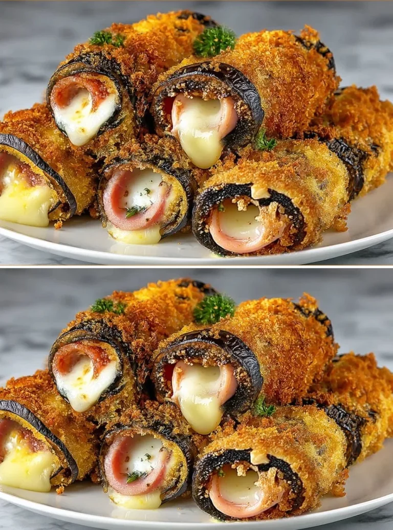 Deliziosi involtini di melanzane al forno serviti su un piatto