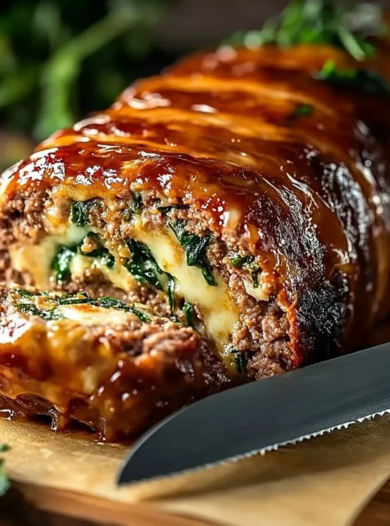 Polpettone con spinaci e funghi servito con contorni