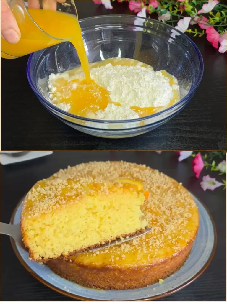 Torta all'arancia decorata con fette di arancia fresca