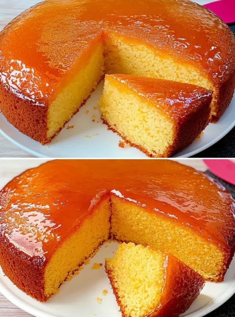 Torta all'Arancia decorata con fette di arancia e zucchero a velo