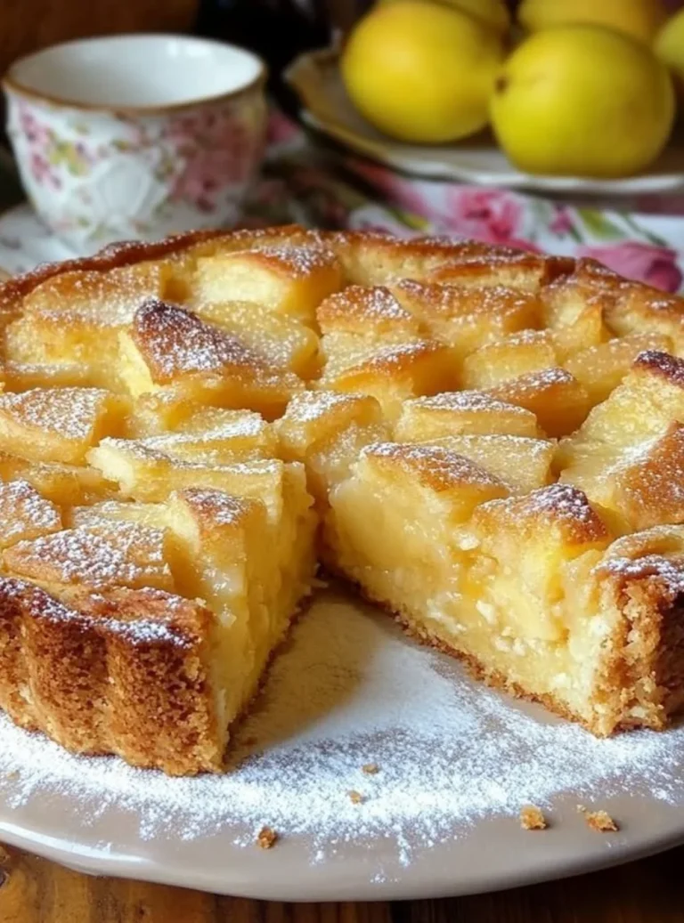 Torta di Mele appena sfornata con mele fresche e una spolverata di zucchero